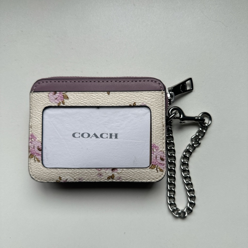 NWT coach Zip Card Case With Floral Print 🌸💜 - Picture 4 of 6